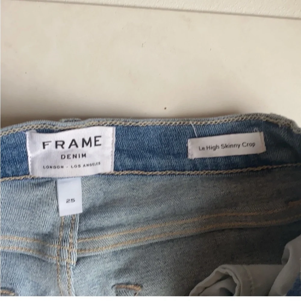 FRAME Denim Le High Skinny Crop Distressed Jeans Size 25 - Picture 6 of 7